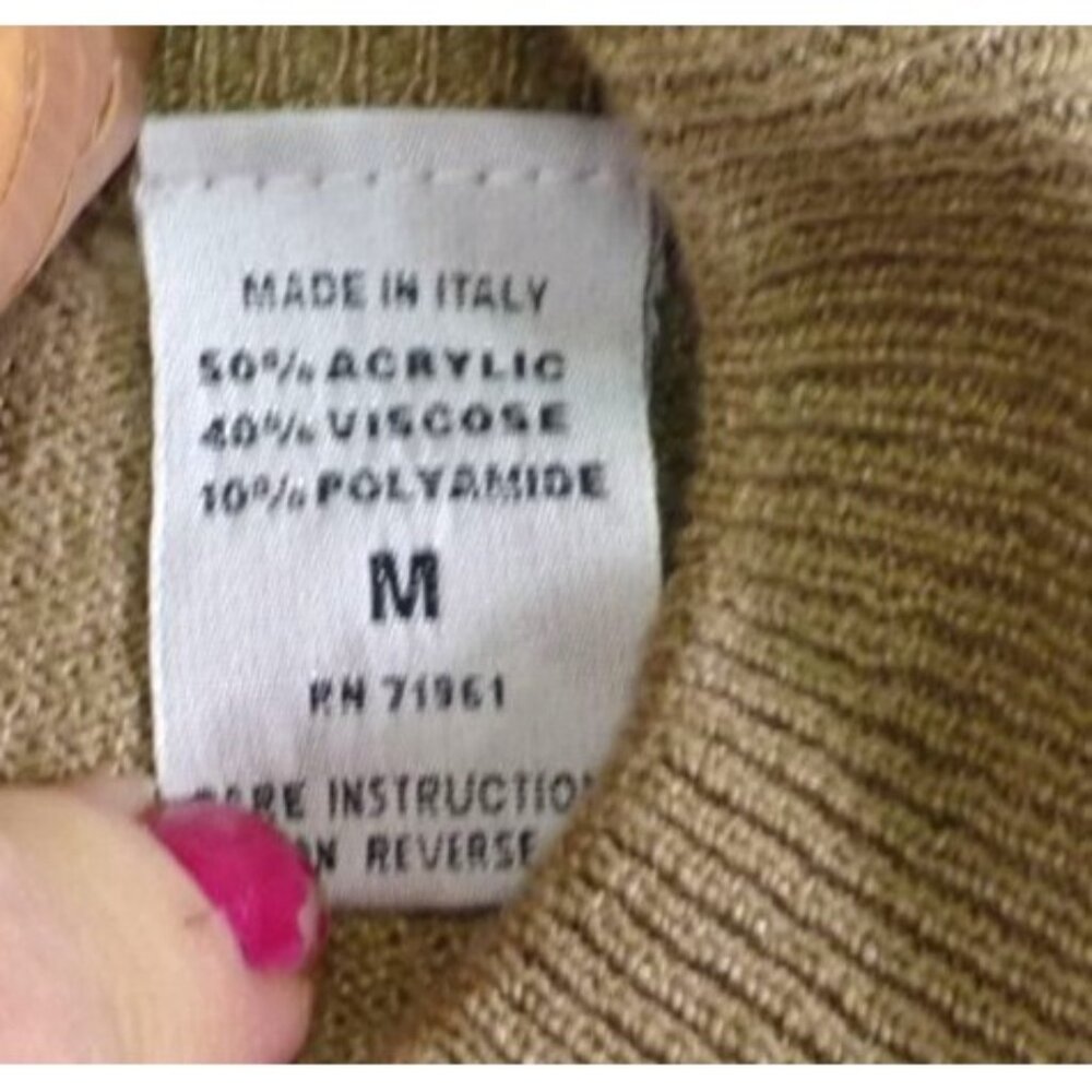 Vintage Bachrach Made In Italy Ribbed Tan Knit Pullover Sweater M - Picture 3 of 7